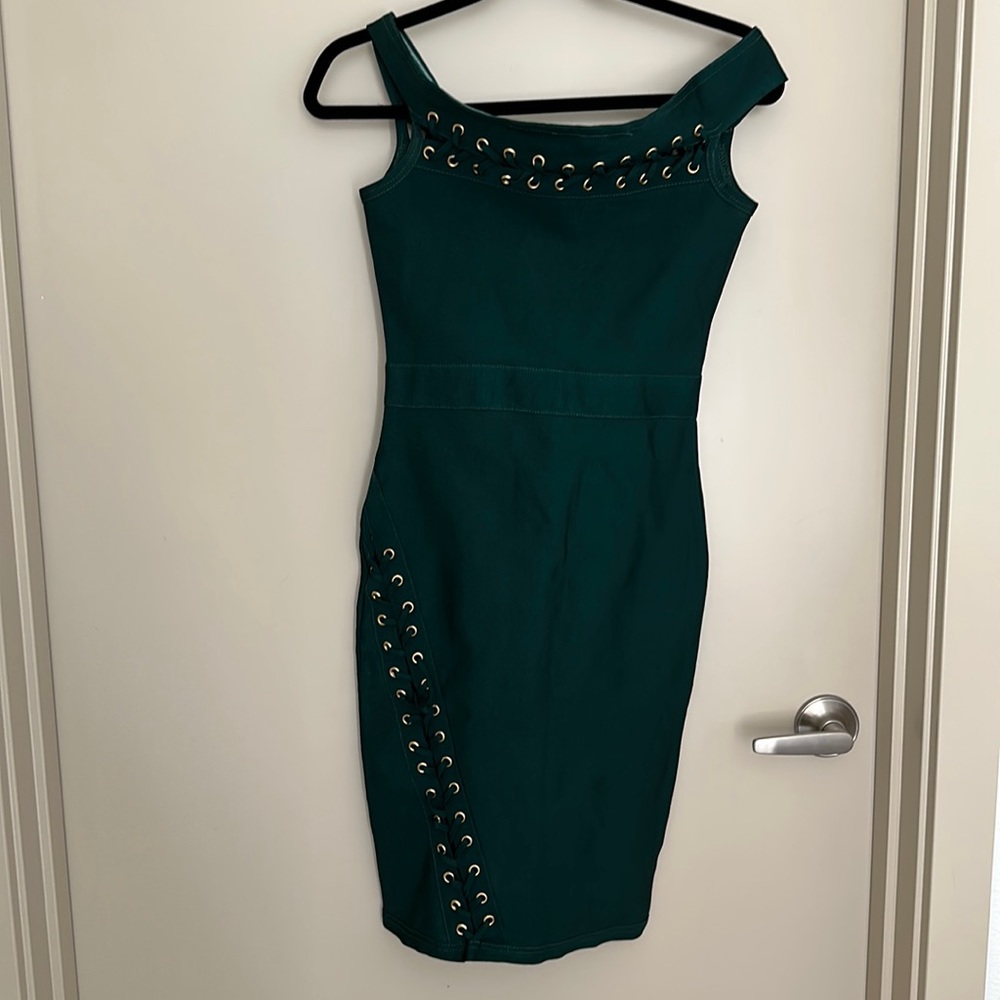 Fashion Nova Bandage Dress - Hunter Green